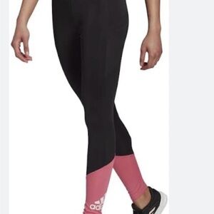 Adidas Black Leggings with Pink Detail